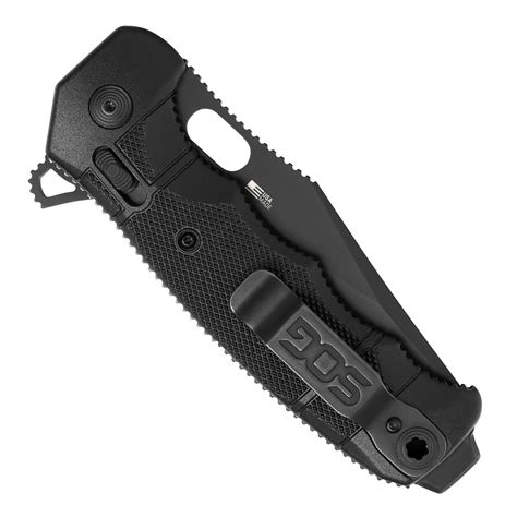 SOG Seal XR Flipper Knife, Black Partially Serrated Blade | BladeOps