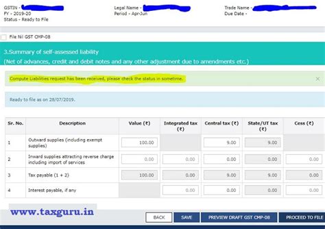 Filing Process of Form GST CMP-08