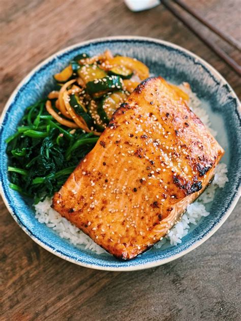 Air Fryer Miso Glazed Salmon - Tiffy Cooks