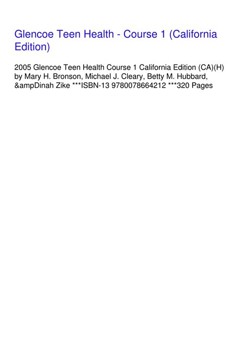 PPT - Read PDF Glencoe Teen Health - Course 1 (California Edition ...