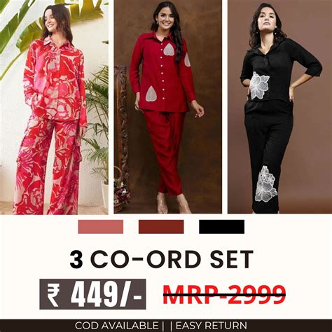 3 Co-ord Set Combo for Women | Stylish & Versatile | CD-12 – Bogambo