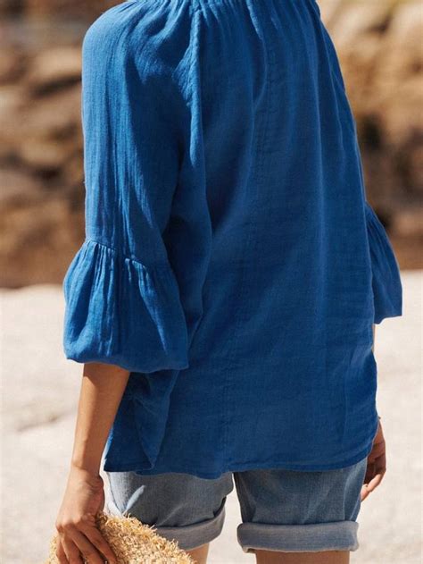 NRBY Athena Gauze Linen Shirt, Cobalt Blue