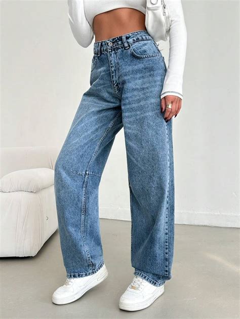 SHEIN JEAN Y2K AMPLE COUPE LARGE TAILLE BASSE | Mode en ligne | SHEIN ...