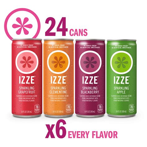 Izze Sparkling Juice Beverage Blend, Variety Pack, No Sugar Added