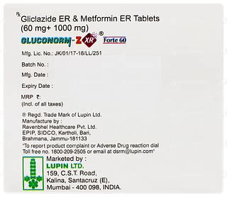 Gluconorm Z Xr Forte 60 Tablet 10: Uses, Side Effects, Price & Substitutes