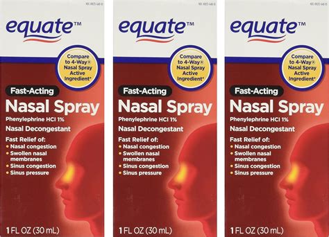 Amazon.com: Equate 4-Way Nasal Spray 3-Pack Phenylephrine HCl - 1 fl oz ...