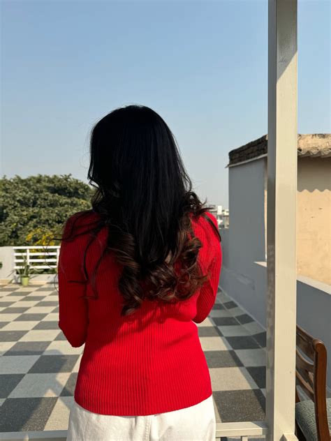 Red Fitted Ribbed Turtleneck (Free Size) – The Wink Label