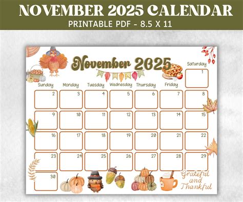 November Calendar 2025 For Kids - Printable Calendar 2025-2026