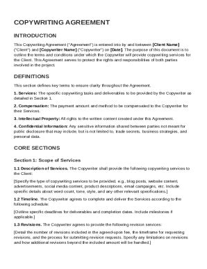 Copywriting Agreement Template - Fill and Sign Printable Template Online