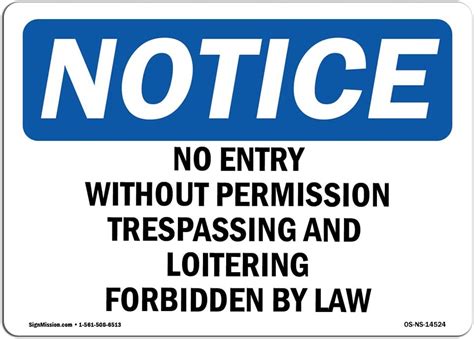 SignMission OSHA Notice Signs - No Entry Without Permission India | Ubuy