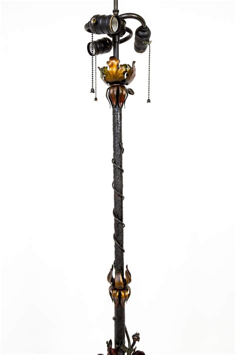 Belle Epoque Wrought Iron Rose Vine Floor Lamp For Sale at 1stDibs