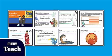 BBC 500 Words 2020: CfE Second Level Busy Box Challenge Cards