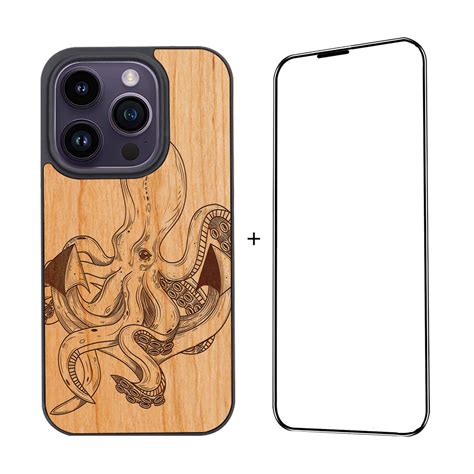 Buy OTTOPRO Premium Cherry Wood Case Octopus Engraved Magsafe Wood ...