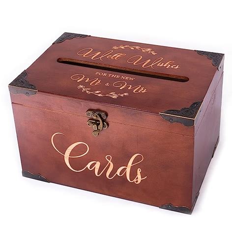Buy Joy Ceremony Decorative Wedding Card Box, Rustic Wooden Envelope ...