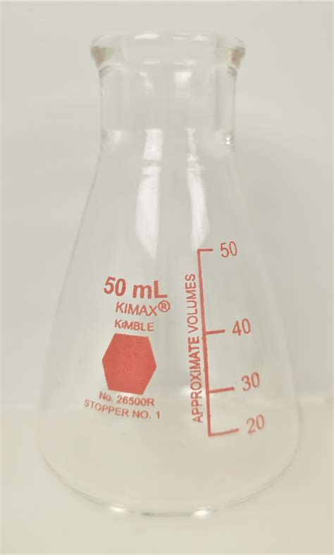 Used Corning PYREX 4980/Kimble KIMAX 26500 Narrow Mouth 50mL Erlenmeyer ...