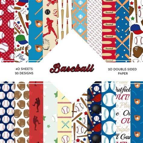 Baseball Scrapbook Paper 的图像结果