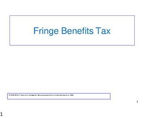 FBT Solutions-1 - Lecture Notes - 1 Fringe Benefits Tax © C OP YR IGHT ...