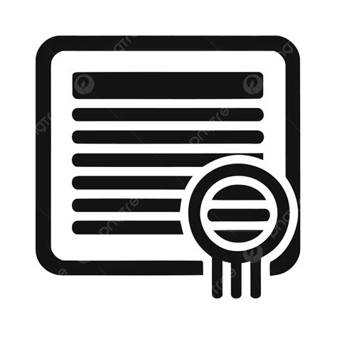 Document Icon With A Seal On It Vector, A Simplistic Black Icon Of ...