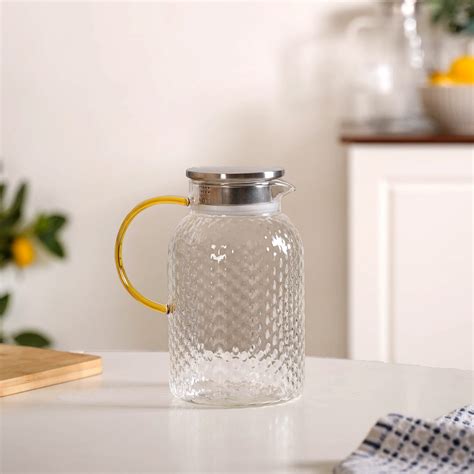 Premium Textured Borosilicate Glass Jar 1250ml Online - Premium Jug ...