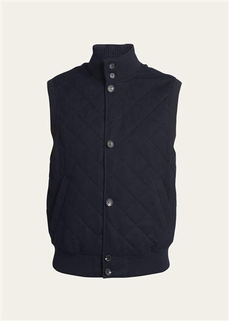 Loro Piana Men's Quilted Cashmere Reversible Vest - Bergdorf Goodman