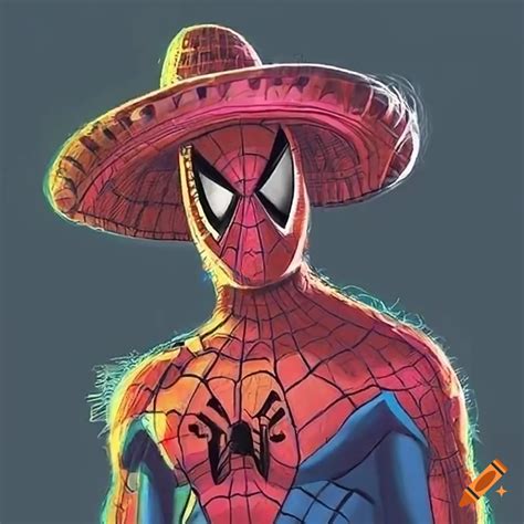 Spiderman wearing a mexican sombrero on Craiyon