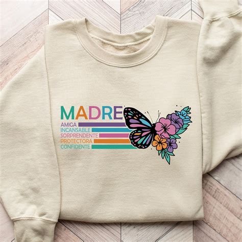 Madre Sweatshirt, Madre Definition Shirts, Butterfly Latina Mama Shirt ...