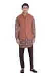 Buy Orange Suiting Wing Goose Highlighted Nehru Jacket For Men by Kunal ...
