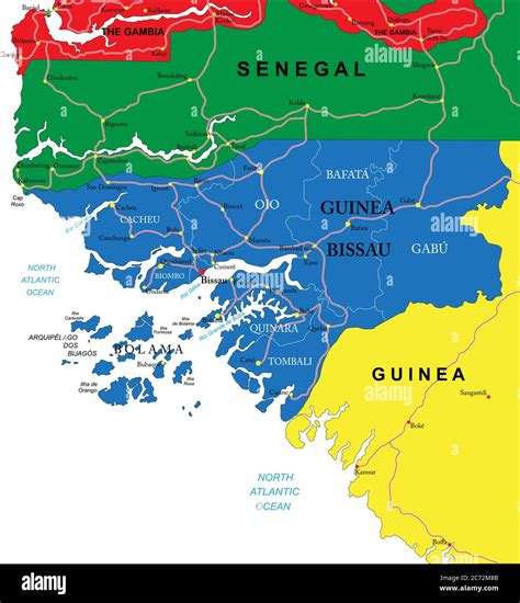 Guinea-Bissau political map Stock Vector Image & Art - Alamy
