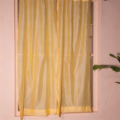 Yellow Solid Sheer Curtain for Doors & Windows - Loops, Pleats ...