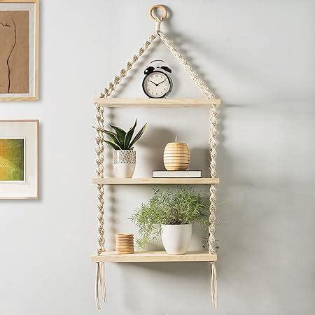UHUD CRAFTS Hanging Shelves - Adjustable Rope Hanging Shelf, Wall ...
