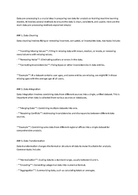 Data preprocessing - It involves several methods to ensure the data is ...