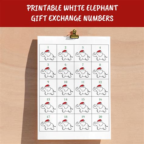 White Elephant Numbers Printable Free 1-40 | Fanny Printable