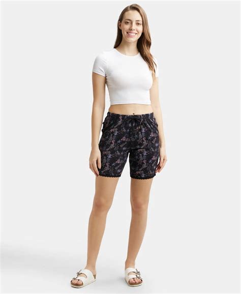 Buy Micro Modal Cotton Relaxed Fit Printed Shorts with Side Pockets ...