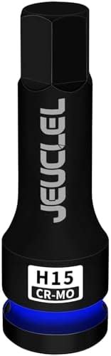 JEUCLEL 15mm Hex Impact Bit Socket, H15 1/2-Inch Impact Drive Allen ...