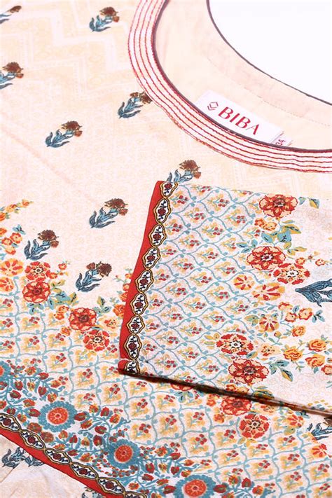 Beige Cotton Anarkali Kurta Churidar Suit Set at Biba India