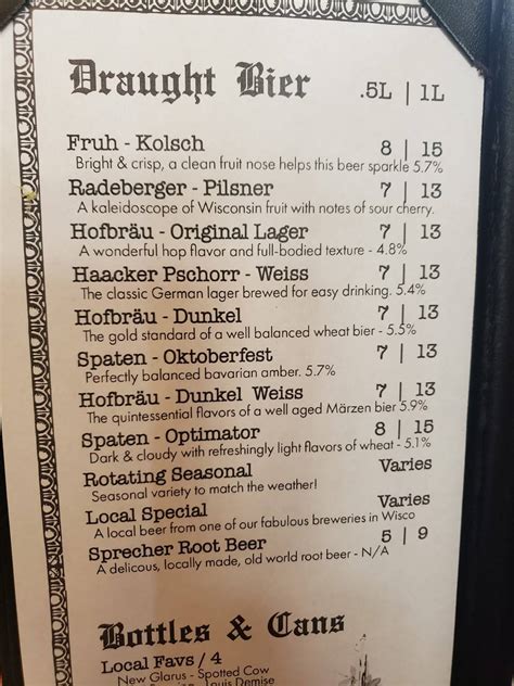 Menu at Kegel's Inn restaurant, West Allis