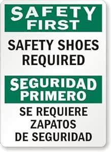 SmartSign "Safety First - Safety Shoes Required" Bilingual Label | 7" x ...
