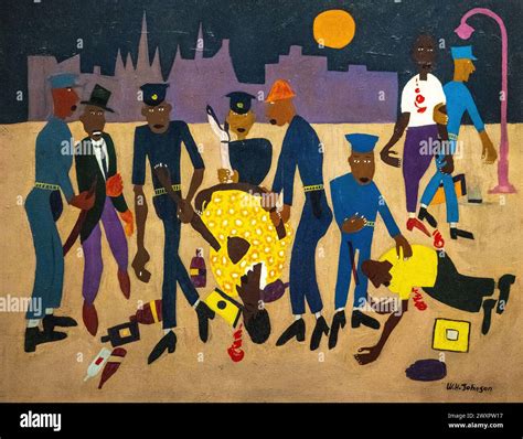 William H Johnson painting called Moon Over Harlem done in 1943-44 ...