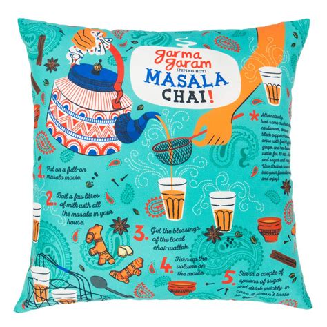 Buy Chumbak Cotton Masala Chai Cushion Cover; 16-inches ; Teal Online ...