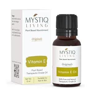 Buy Mystiq Living Vitamin E Oil for Hair, Face & Skin, Nails, Pore ...