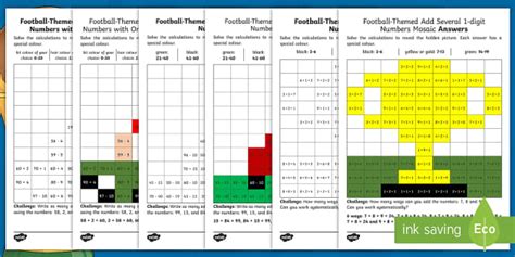 Football-Themed Mental Calculations Maths Mosaic Worksheets