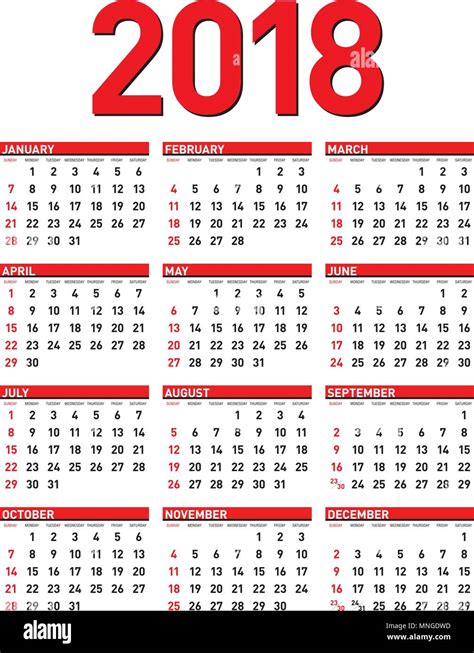 Calendario 2018 en castellano para imprimir: completo y de gran tamaño