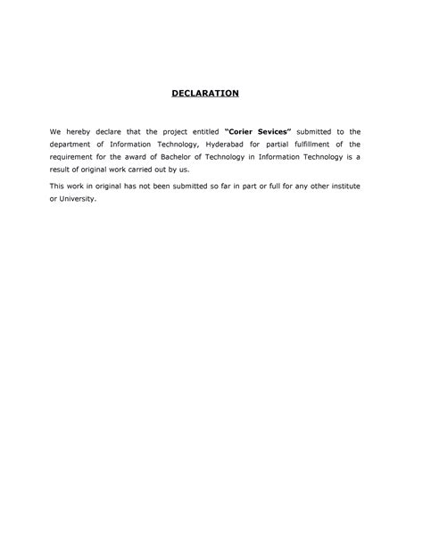 Courier management System Project - DECLARATION We hereby declare that ...