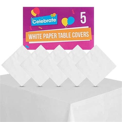 5pk White Paper Table Cloths Square Disposable Birthday Party ...