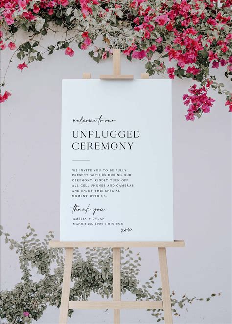 Unplugged Ceremony Welcome Sign 36x24 | Printable Template – Citrus Press