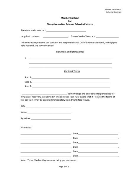 Free Printable Behavior Contract Templates [PDF, Word] Home, Adults