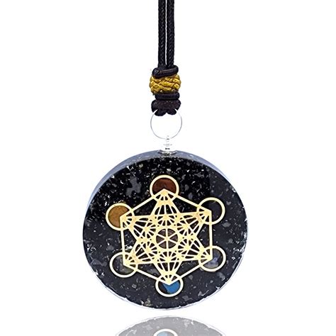 Buy Real Crystal Black Tourmaline Orgonite Metatron Cube Pendant With ...