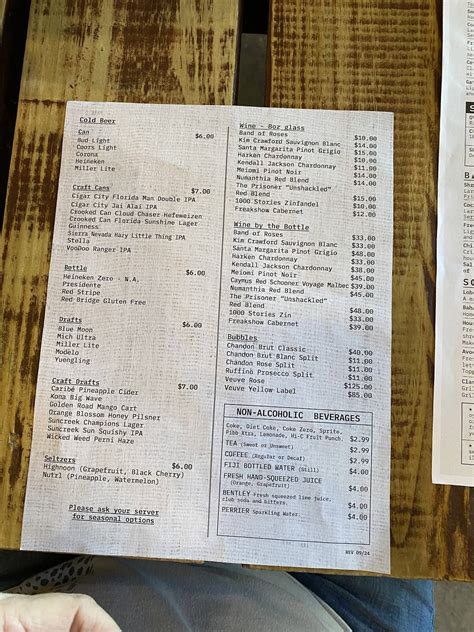 Salt Shack Menu