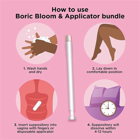 Boric Acid Suppositories & Applicator Bundle - 30 Suppository / 30 Applicators for Vaginal pH ...
