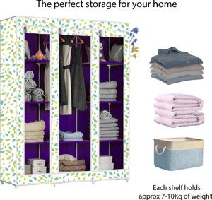 Furnbolo C2 Leaf Print Carbon Steel Collapsible Wardrobe Price in India ...